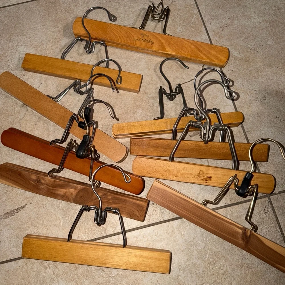 Lot of 10 Vintage Clamp Pant Hangers Setwell Nevco Lady Harmony House